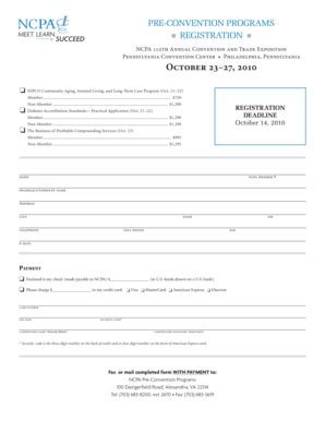 Fillable Online Ncpanet PRE CONVENTION PROGRAMS Ncpanet Fax Email