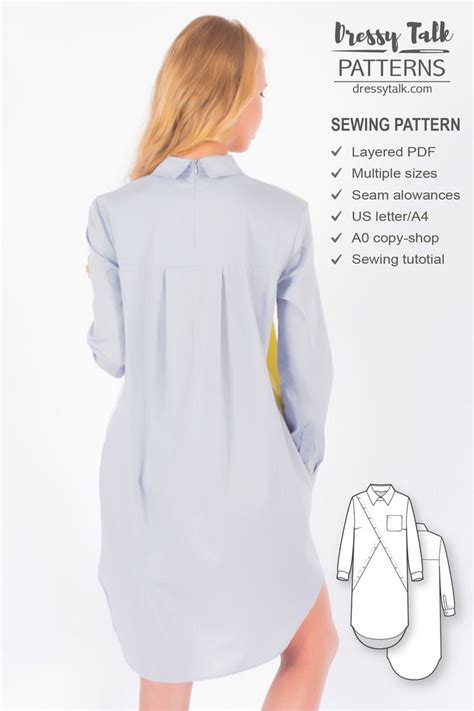 Shirt Dress Pattern Sewing Patterns Dress Patterns for Women Long ...