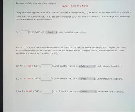 Solved Consider The Following Gas Phase Reaction N G O Chegg