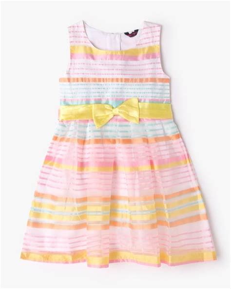 Buy Striped Fit Flare Dress With Bow Accent Online At Best Prices In