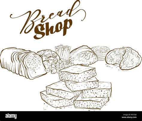 Colección De Productos De Panadería Dibujado A Mano Ilustración Vectorial Imagen Vector De