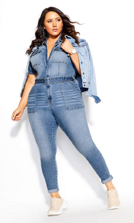 Plus Size Denim Sleeved Jumpsuit Denim Jumpsuit With Sleeves Denim