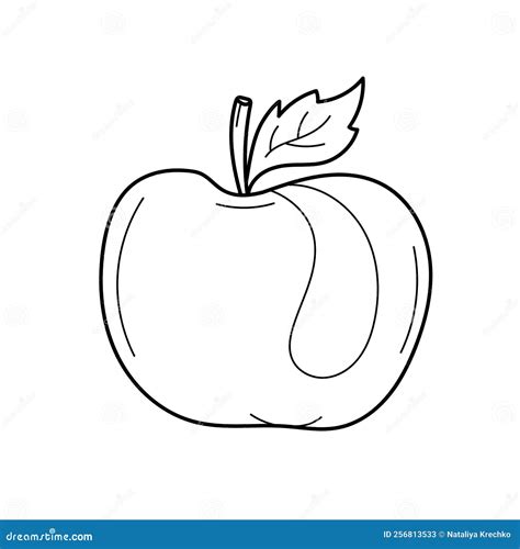 Vector Outline Apple Fruit Hand Draw Illustration Apple Isolated On