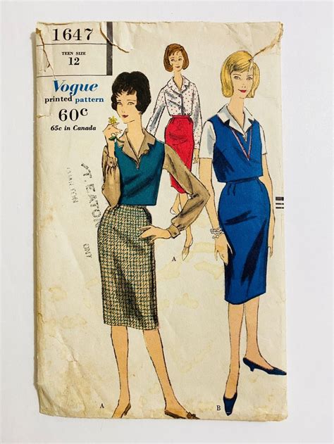 Vogue 1647 Bust 32 Vintage 1960s Sewing Pattern 1960 Etsy Sewing Patterns Vogue Vintage