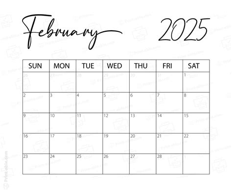 10 Free February 2025 Calendar Print Able