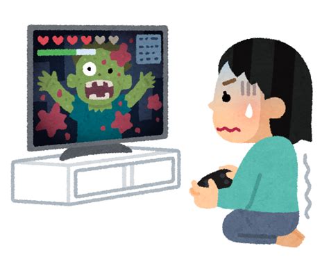 ホラーゲームをやる人のイラスト（女性） かわいいフリー素材集 いらすとや