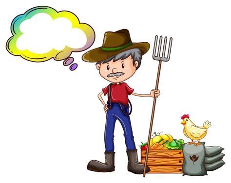 Free Vector | A farmer holding a rake with an empty callout