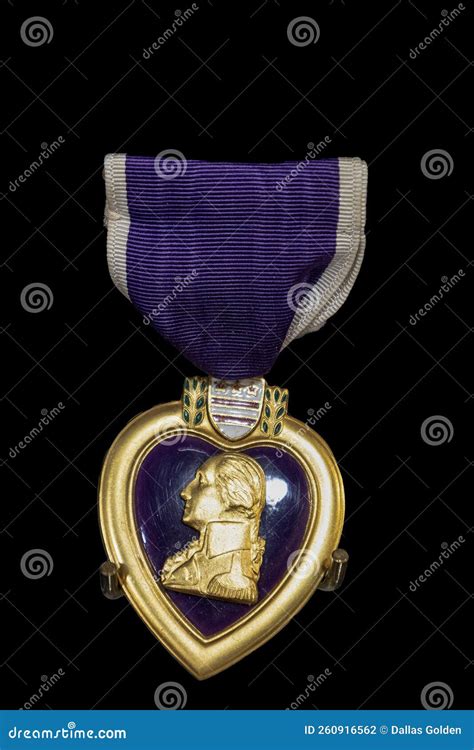 Close Up Of United States Military Purple Heart Medal Of Honor Stock