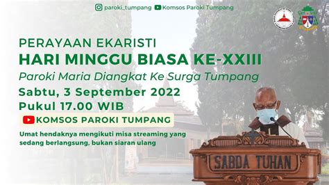 Misa Streaming Hari Minggu Biasa Ke Xxiii Sabtu September