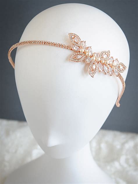 Rose Gold Bridal Headband Leaf Vine Wedding Headband Etsy