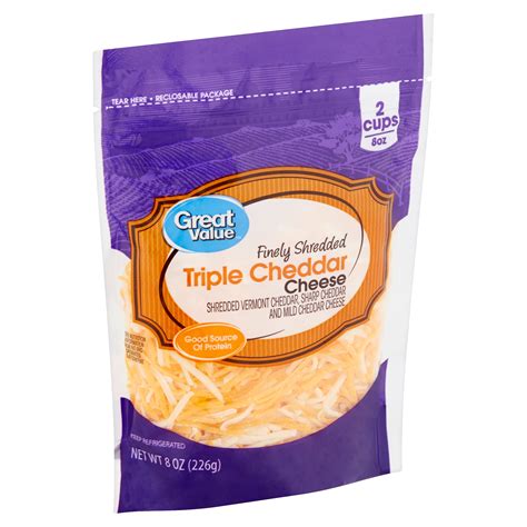 Great Value Finely Shredded Triple Cheddar Cheese 8 Oz