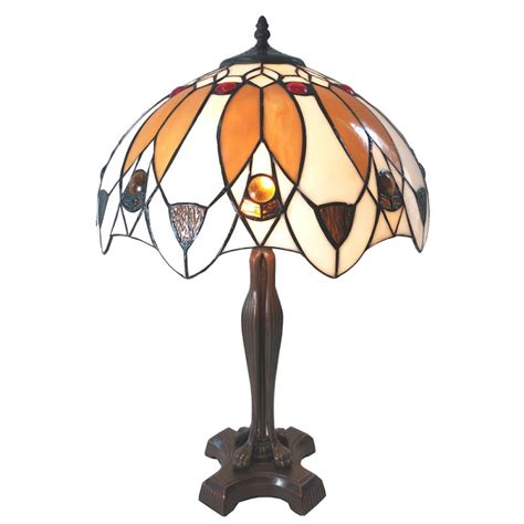 Ll Lampe De Table Tiffany X Cm Beige Marron Verre Lampe De