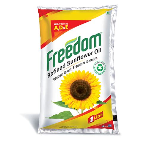 1 Litre Freedom Refined Sunflower Oil Packaging Type Packet