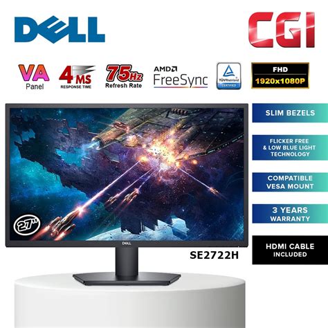 Dell 27 Se2722h Va Fhd 75hz 4ms Amd Freesync Slim Bezel Monitor