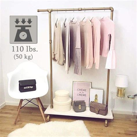 BOSURU Industrial Pipe Clothing Rack Wooden Garment Rack With Shelves