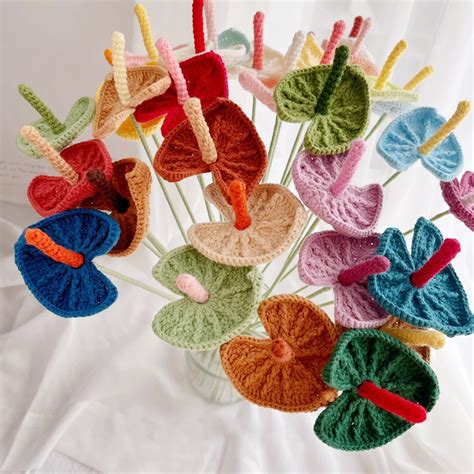 In Flower Bouquet Pattern Bundle Crochet Ranunculus Anthurium