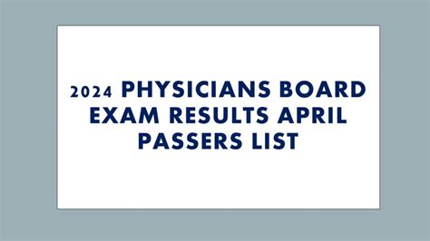 2024 Physicians Board Exam Results April Passers List