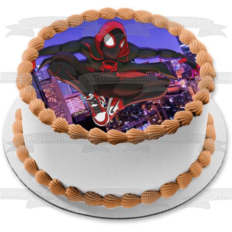 Spider Man Into The Spider Verse Miles Morales Edible Cake Topper Image