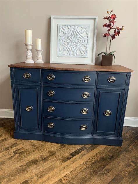 Refinished Buffet Etsy In 2021 Refinished Buffet Blue Painted