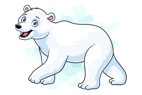 Caricatura Divertido Oso Polar Caricatura Aislado Blanco Plano De