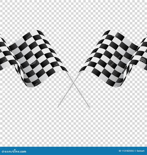 Waving Checkered Flags On Transparent Background Racing Flags Vector