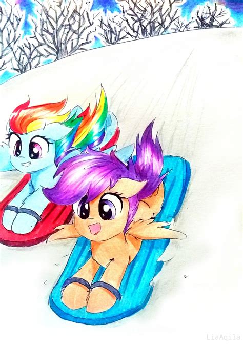 Rainbow Dash And Scootaloo Drawn By Liaaqila Bronibooru