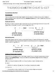 Thermochemistry Cheat Sheet: Heat Changes in Chemical Reactions | Course Hero