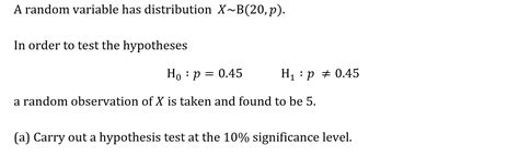 Hypothesis Testing Binomial Distribution Aqa A Level Maths