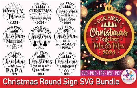 Christmas Round Sign SVG Bundle Graphic By DesignHub103 Creative Fabrica