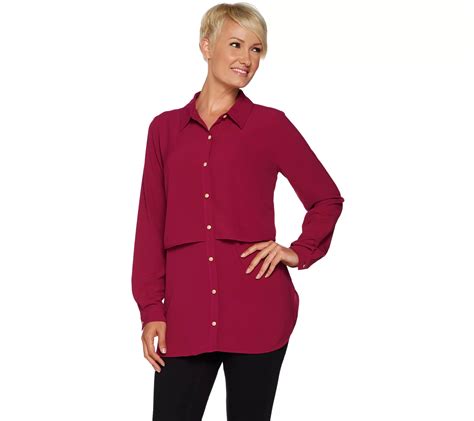 Susan Graver Regular Stretch Woven Button Front Shirt