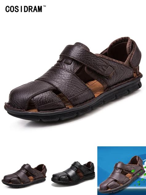 Visit To Buy Cosidram Luxury Genuine Leather Summer Shoes Men Sandals