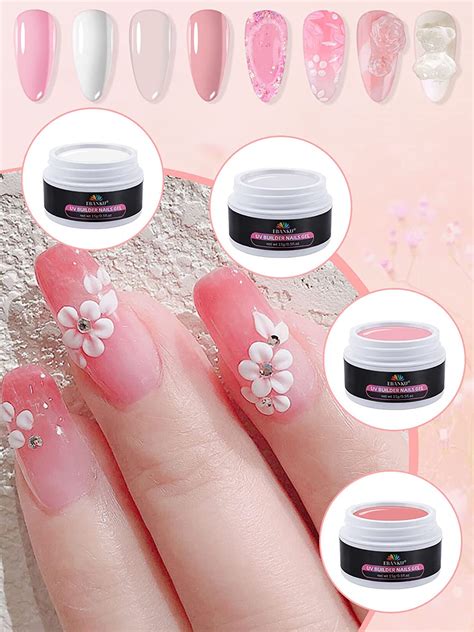 Kit Gel Construtor Extensão de Unhas 4 Cores Cacau Chic Shop