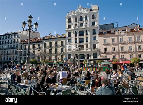 Plaza De Santa Ana Madrid Spain Cafe Pub Bar Town Stock Photo Alamy