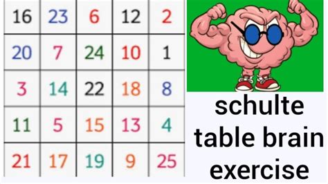 Schulte Table Train Your Brain Activity Brain Games And Exercises Youtube