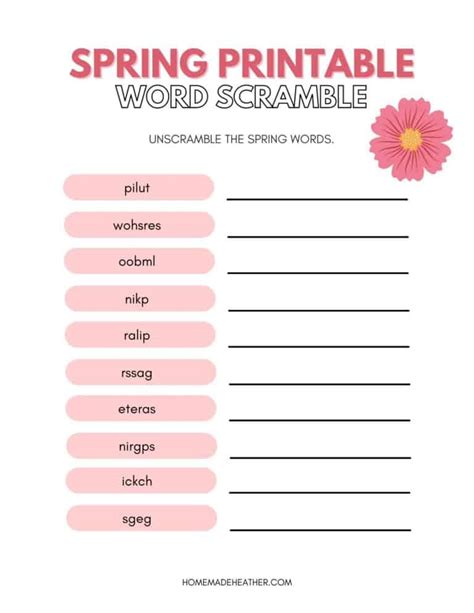 Free Spring Word Scramble Printable Homemade Heather