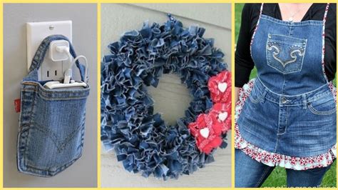 55 Craft Ideas Using Old Denim Jeans Youtube