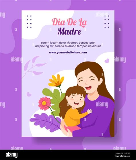 Feliz Dia De La Madre Vertical Poster Flat Cartoon Hand Drawn Templates