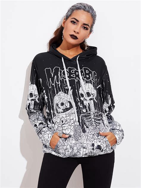 Halloween Skull Hoodie Sheinsheinside