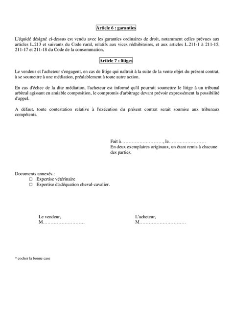 Contrat de vente d un équidé DOC PDF page 4 sur 4