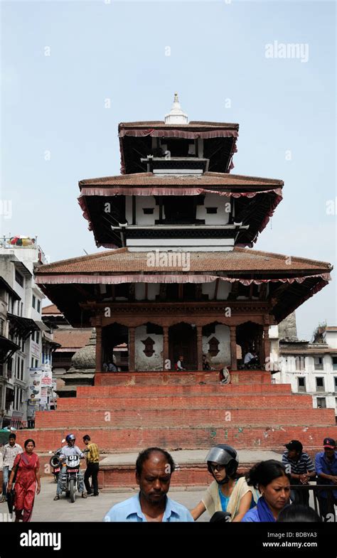 People Around Pagoda Style Temple Shrine Hanuman Dhoka Durbar Square