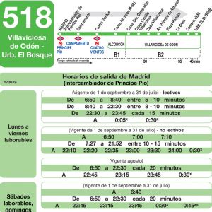 Horarios de autobús 518 Madrid Alcorcón Villaviciosa de Odón