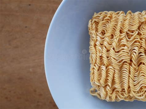 Dried Instant Noodle Circle Shape Top View Isolated On White Background