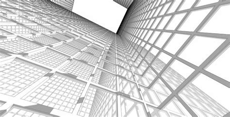 Abstract Modern Architectural Structure Glass Wall In A Square Structure 3d Illustration Stock