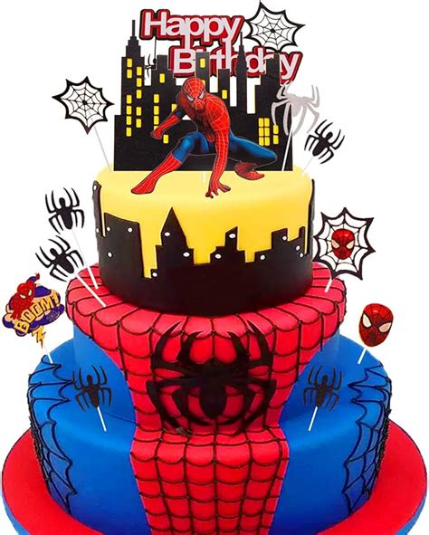 NTGFU Spiderman Tortendeko 10 Stück Happy Birthday Tortendeko