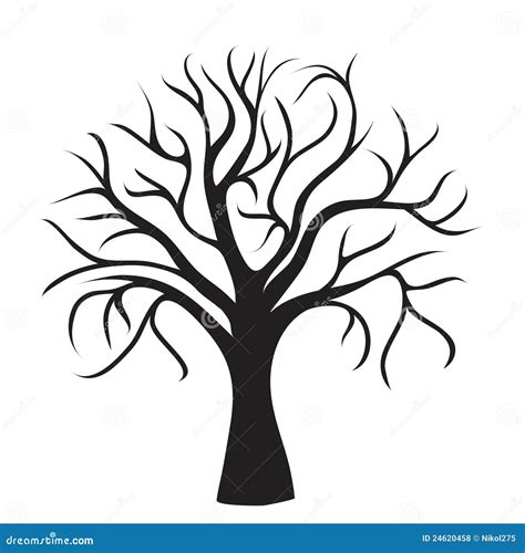 Árbol negro sin las hojas ilustración del vector Ilustración de muerto