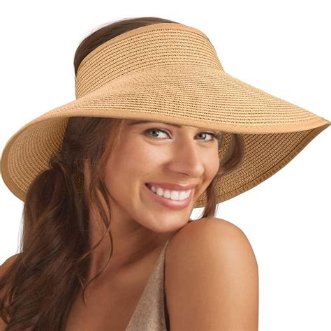 Manunclaims Women Sun Visors Wide Brim Foldable Packable Roll Up