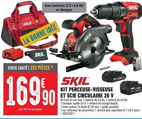 Promo Kit Perceuse Visseuse Et Scie Circulaire V Skil Chez Brico