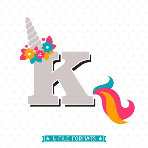 Letter K Svg Cut File Unicorn Shirt Iron On File Girls Monogram Htv