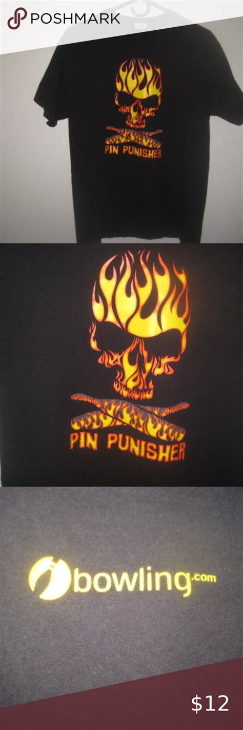 Pin Punisher Bowling T Shirt Mens Medium Bowling T Shirts Mens