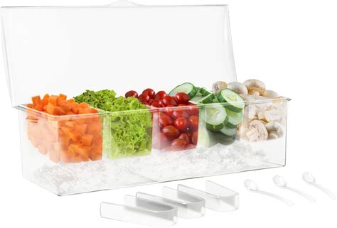 Amazon.com: 7Penn Condiment Tray with Ice Chamber, 5 Condiment Containers, Lid, 3 Tongs, 3 ...